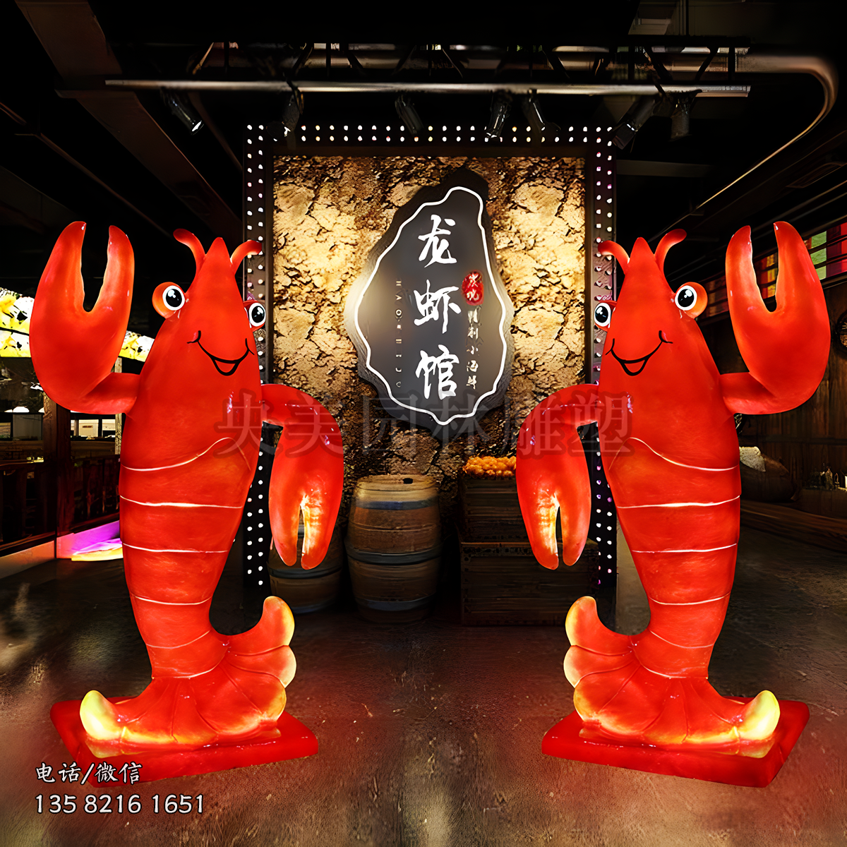 玻璃钢透光迎宾龙虾雕塑
