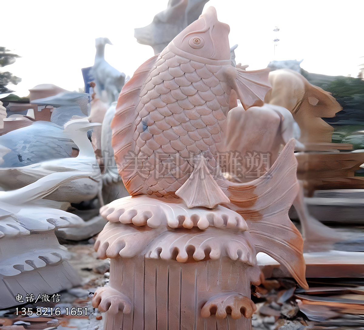 跃水鲤鱼晚霞红赢博手机网页版登录入口雕塑