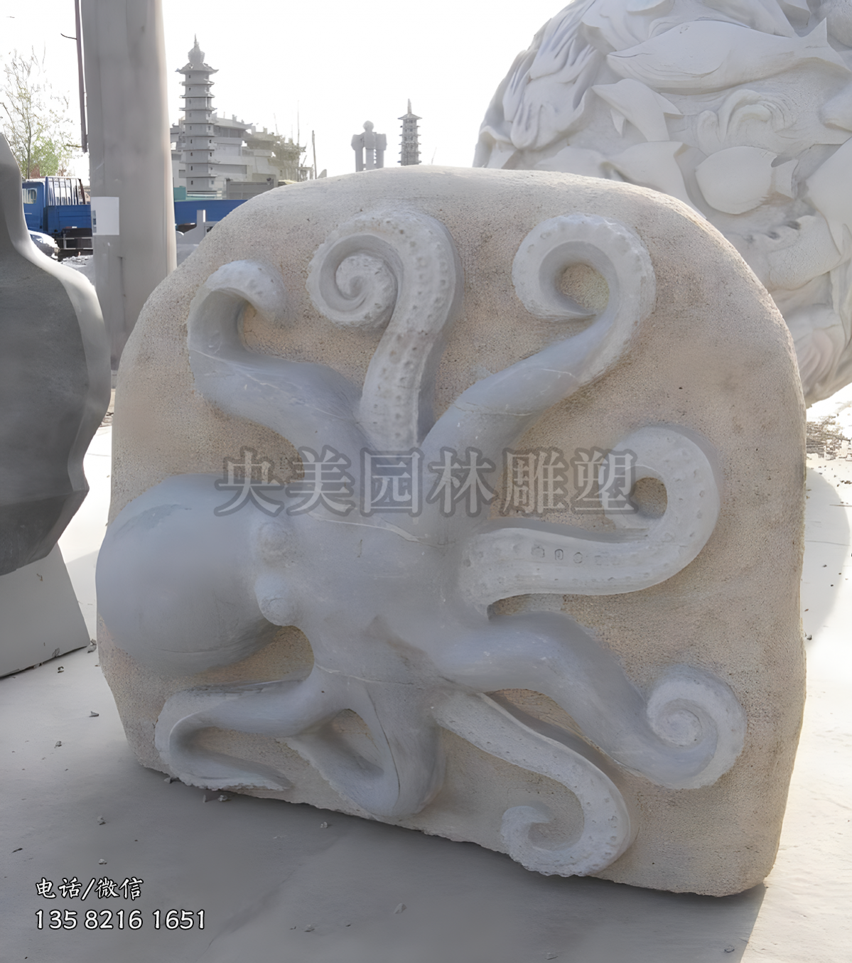 花岗岩浮刻章鱼赢博手机网页版登录入口摆件