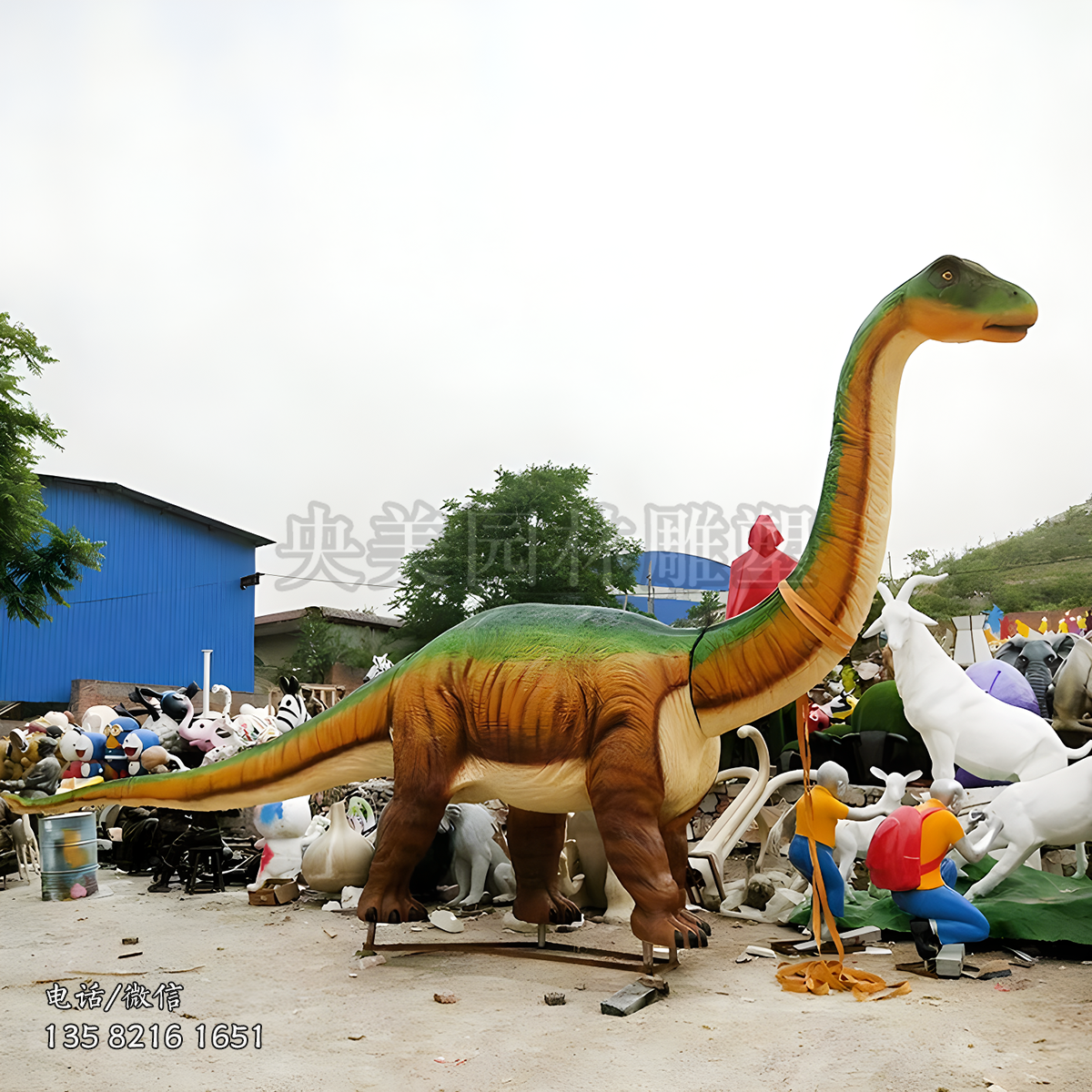 玻璃钢仿生腕龙雕塑