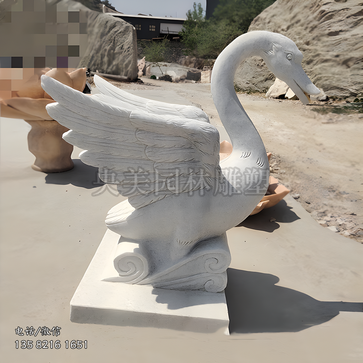 大理石赢博手机网页版登录入口喷水鹅雕塑