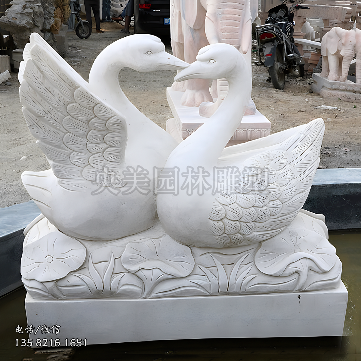 汉白玉赢博手机网页版登录入口天鹅雕塑