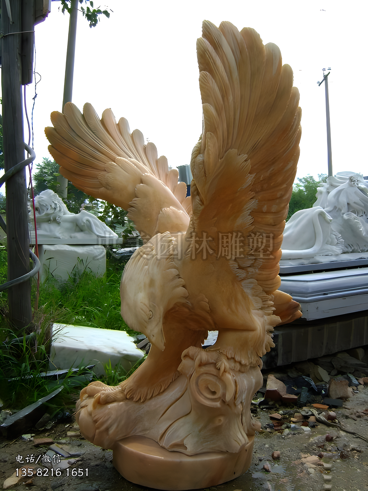 晚霞红大理石赢博手机网页版登录入口老鹰雕塑