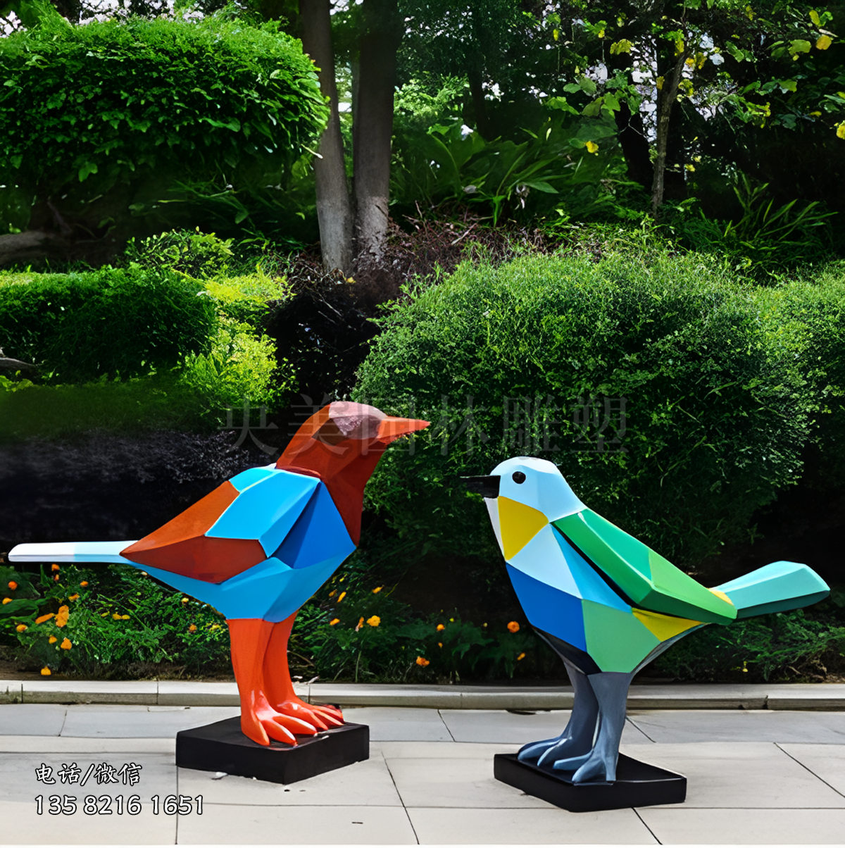 几何切面小鸟雕塑摆件