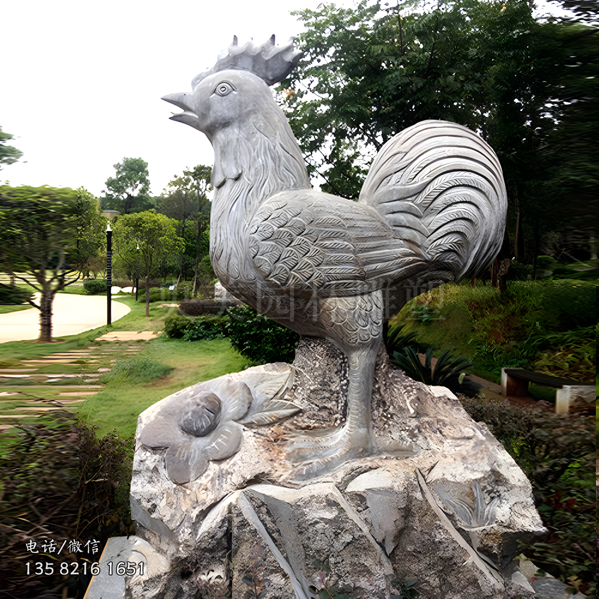 大理石赢博手机网页版登录入口公鸡雕塑