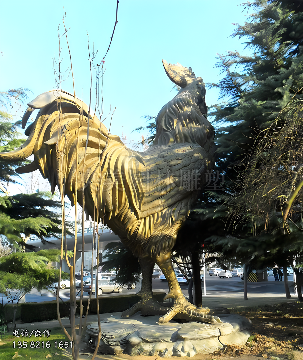 大理石石刻大型公鸡雕塑