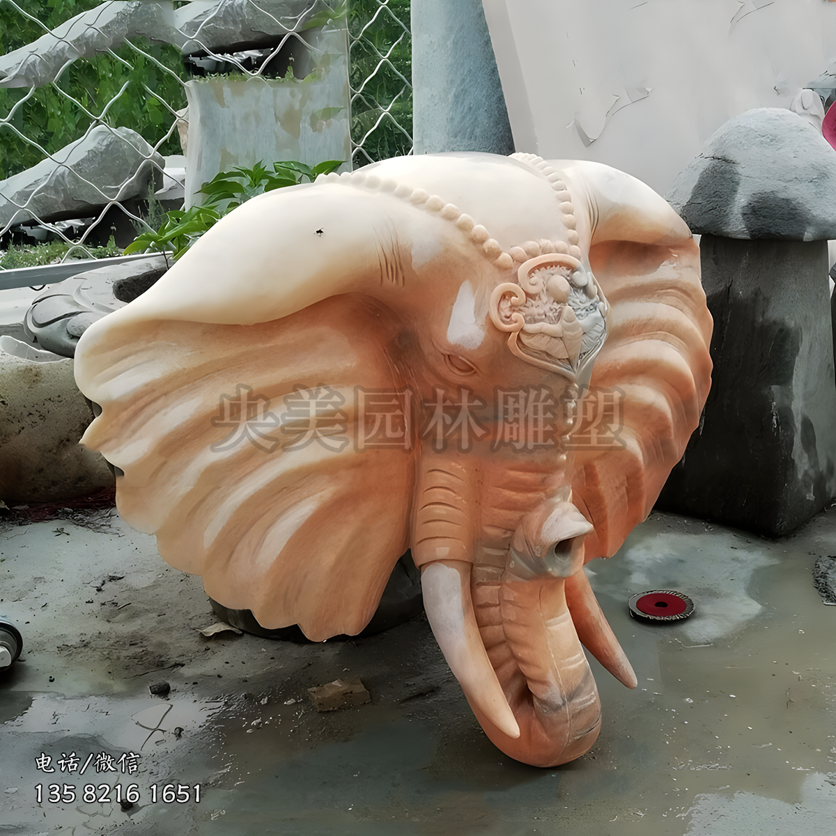 喷水晚霞红大理石赢博手机网页版登录入口大象头挂件