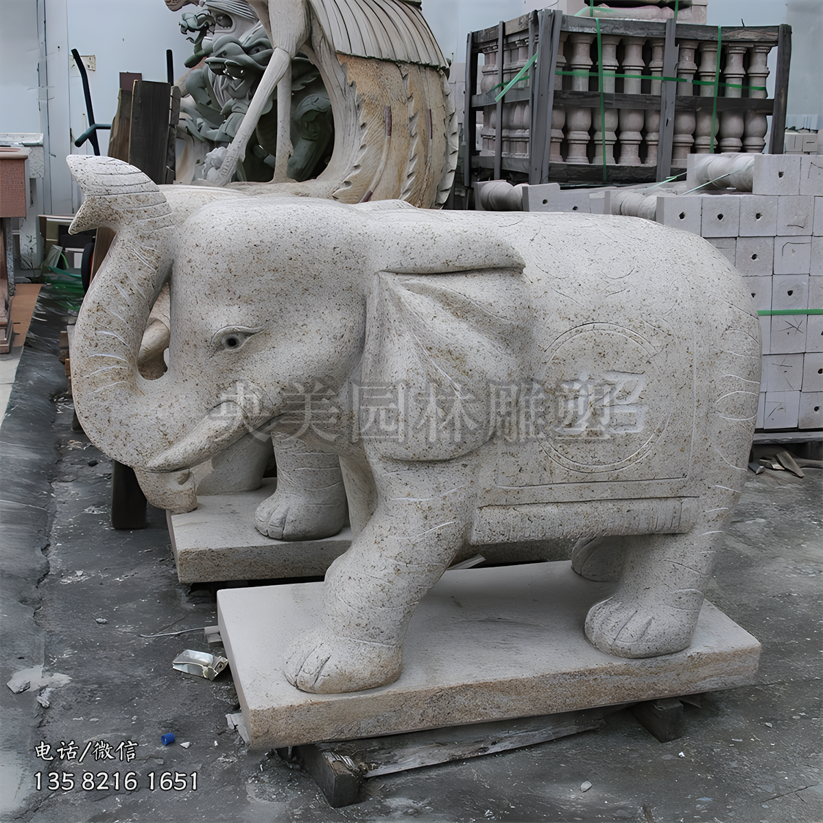 憨态花岗岩赢博手机网页版登录入口大象雕塑