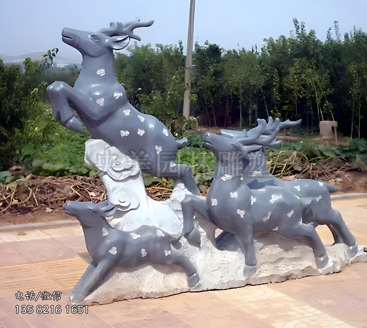 赢博手机网页版登录入口喷漆梅花鹿景观雕塑