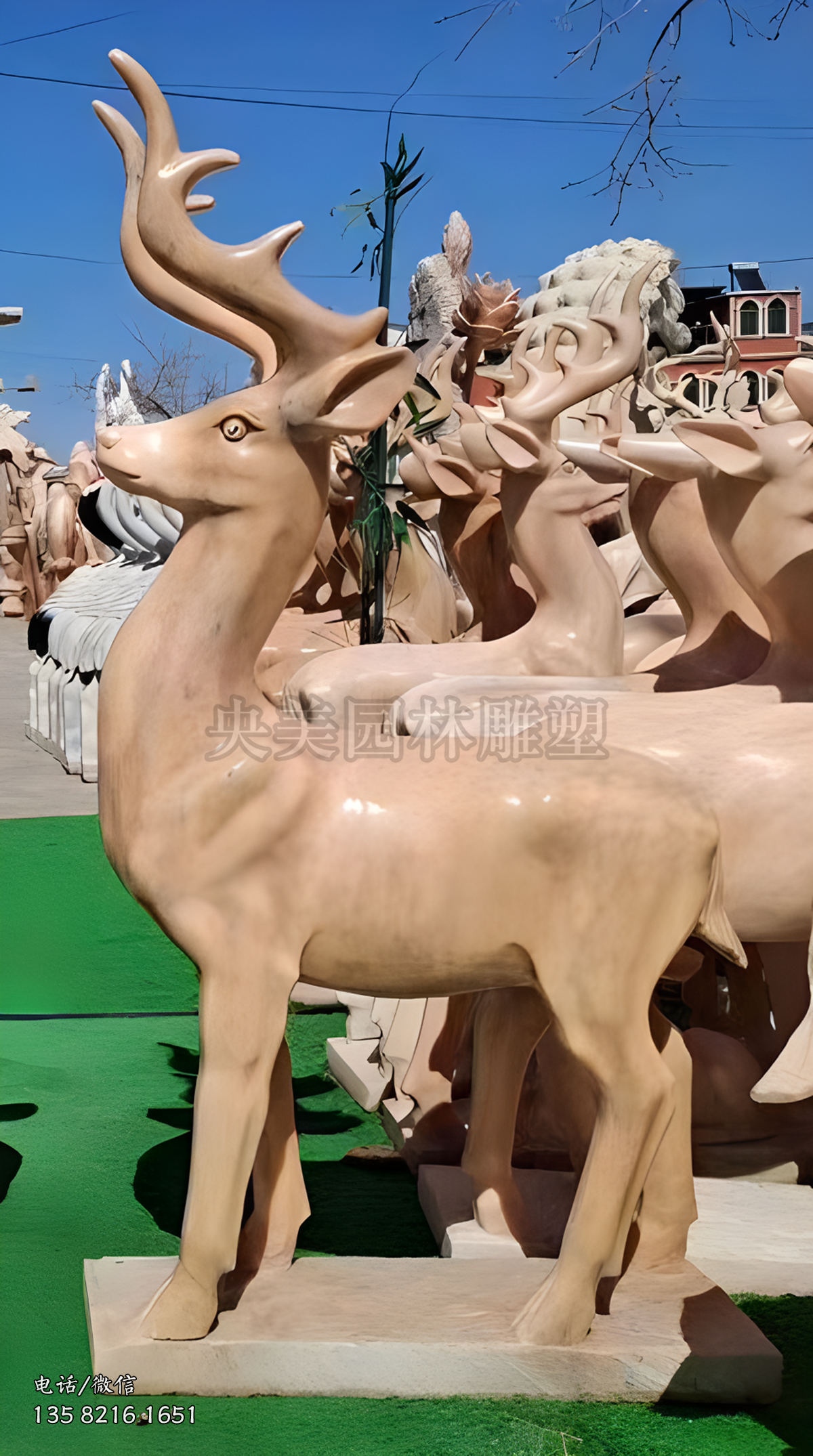 大理石赢博手机网页版登录入口梅花鹿雕塑