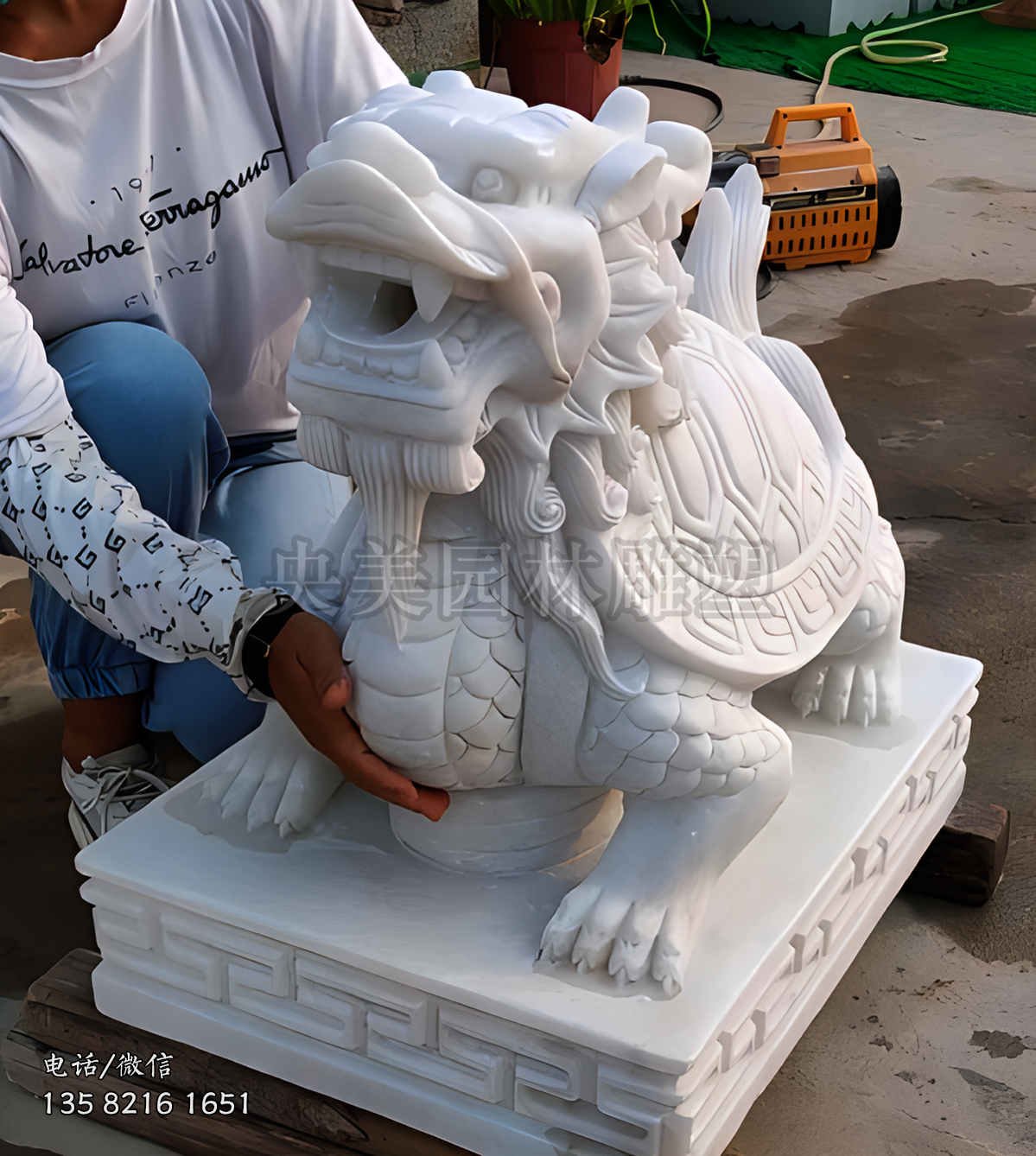 汉白玉龙龟赢博手机网页版登录入口摆件