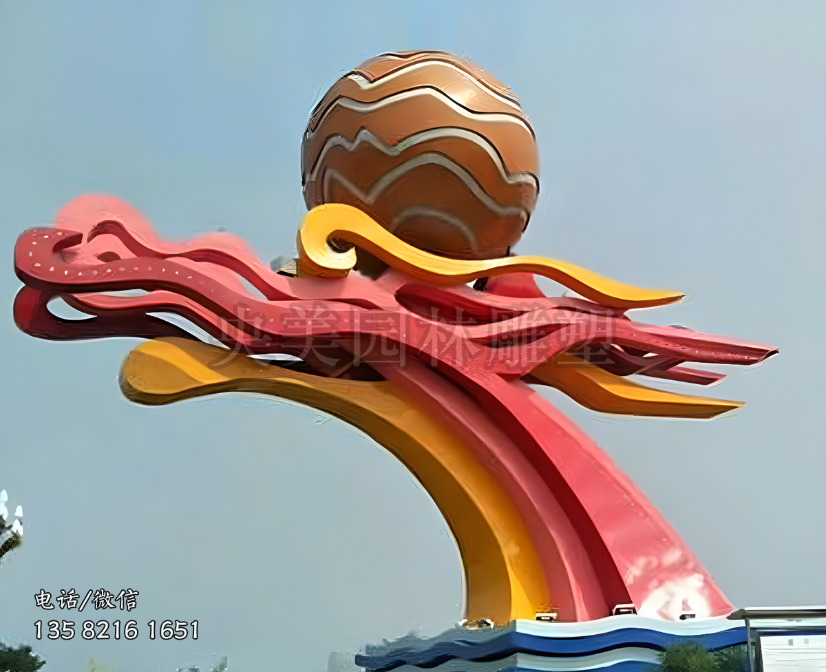 大型抽象龙头不锈钢景观雕塑