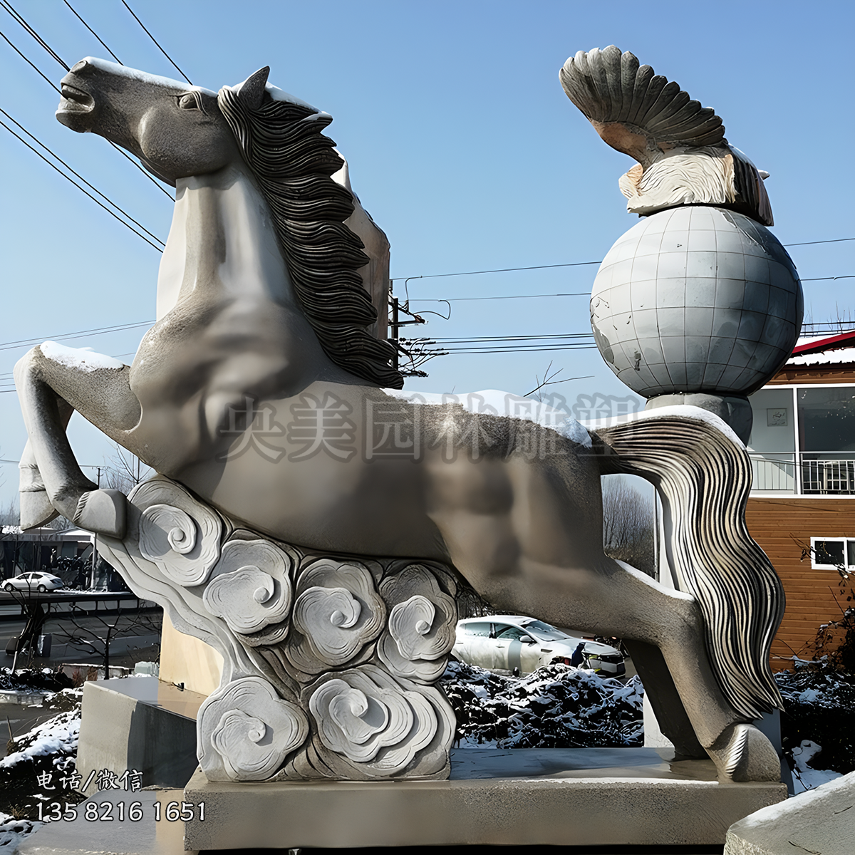 大理石赢博手机网页版登录入口马儿景观雕塑