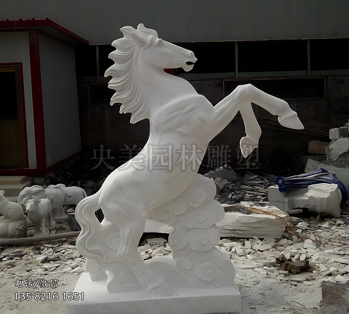 汉白玉立马赢博手机网页版登录入口景观雕塑