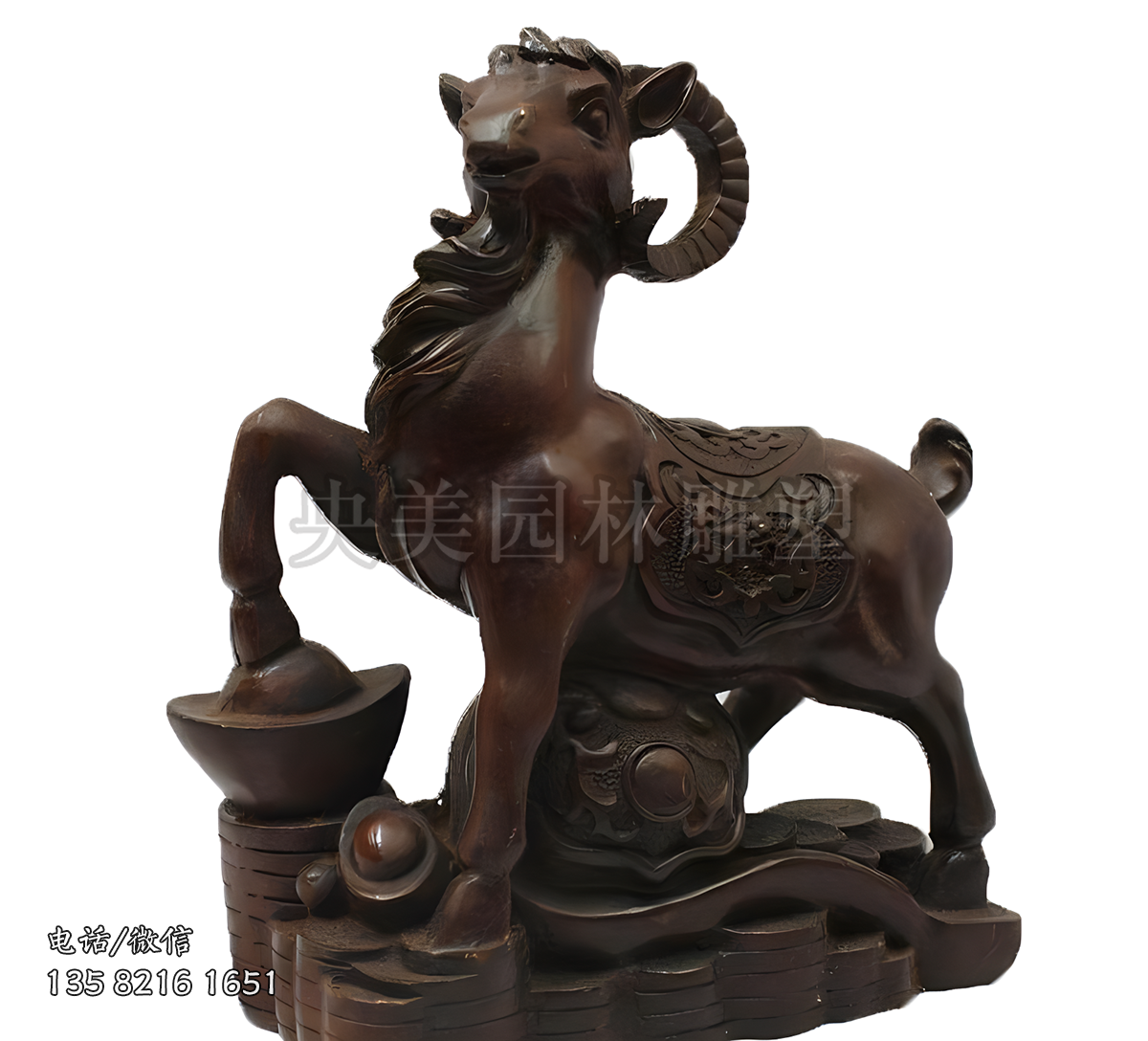铸铜招财羊雕塑