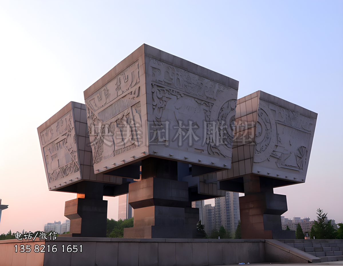 抽象鼎型大型赢博手机网页版登录入口景观雕塑