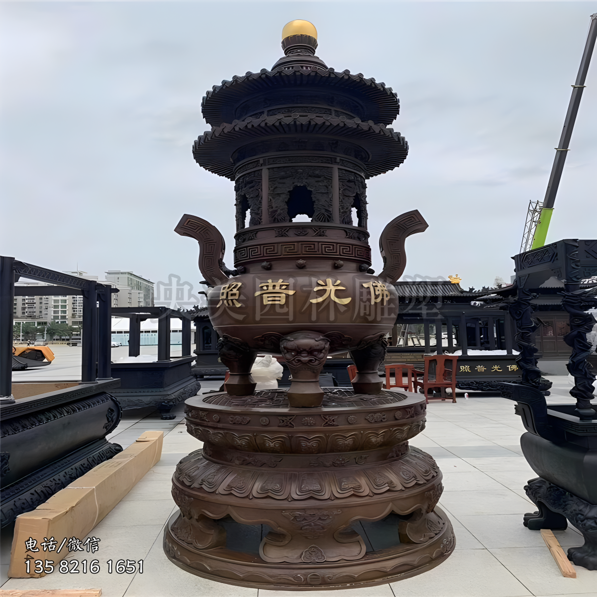 铜雕寺庙香炉雕塑