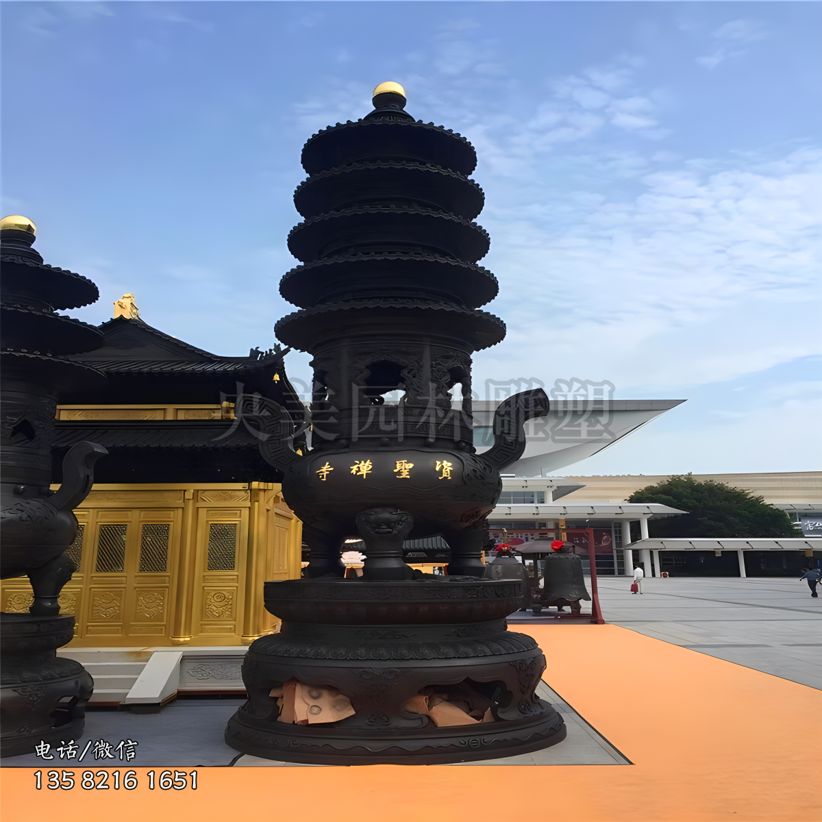 大型纯铜香炉雕塑